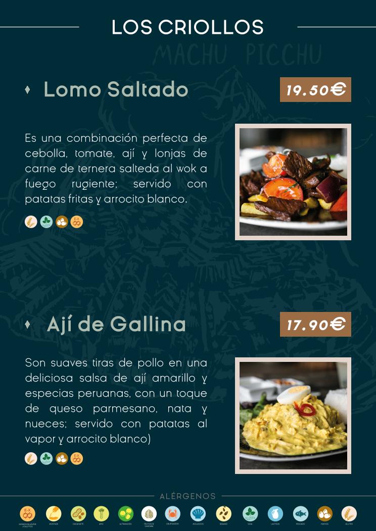 carta de platos