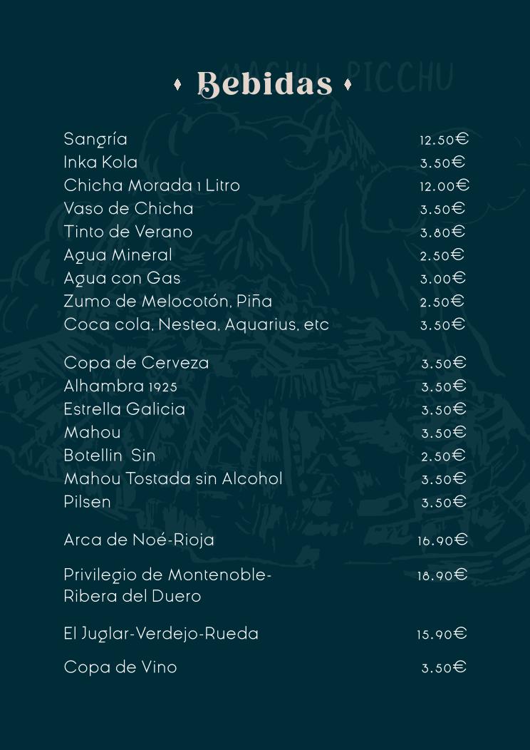 carta de platos